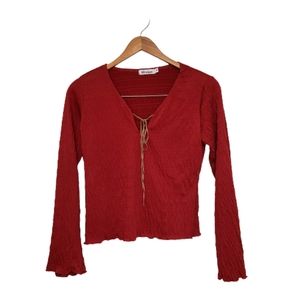 Women's (M) Ruched Long Sleeve Top W/ Bell Sleeves